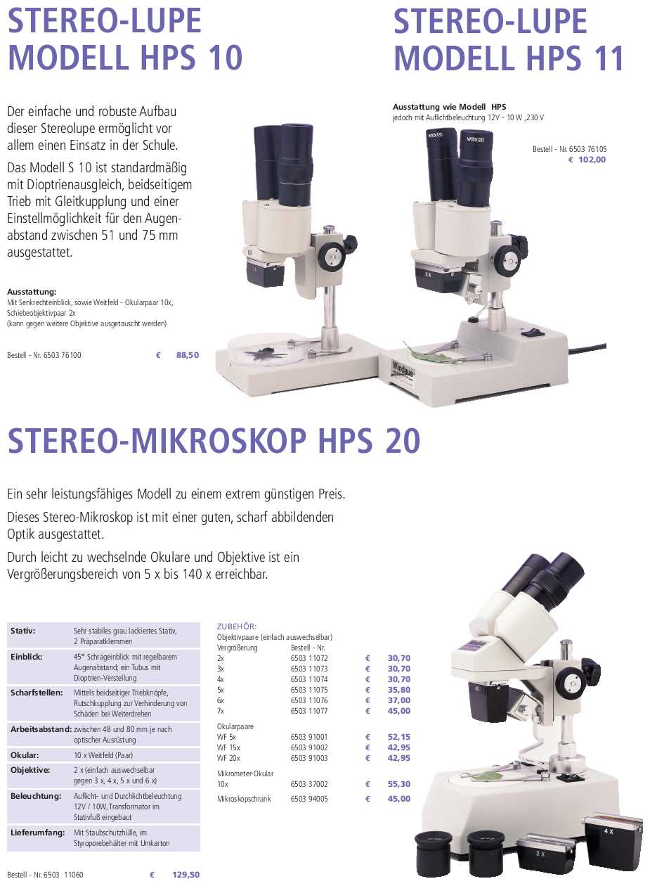 Stereo-Lupe Modell HPS 10 + 11