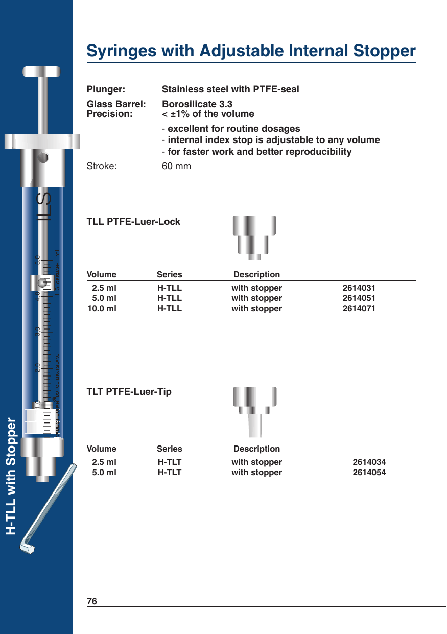 Syringes with Adjustable Internal Stopper